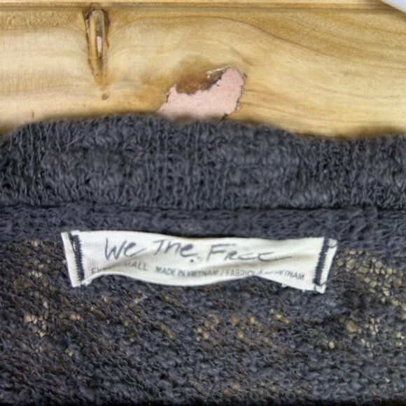 Free People Blouse Womens XS Gray Ocean Air Hacci We The Free Long Sleeve Shirt - Picture 2 of 6